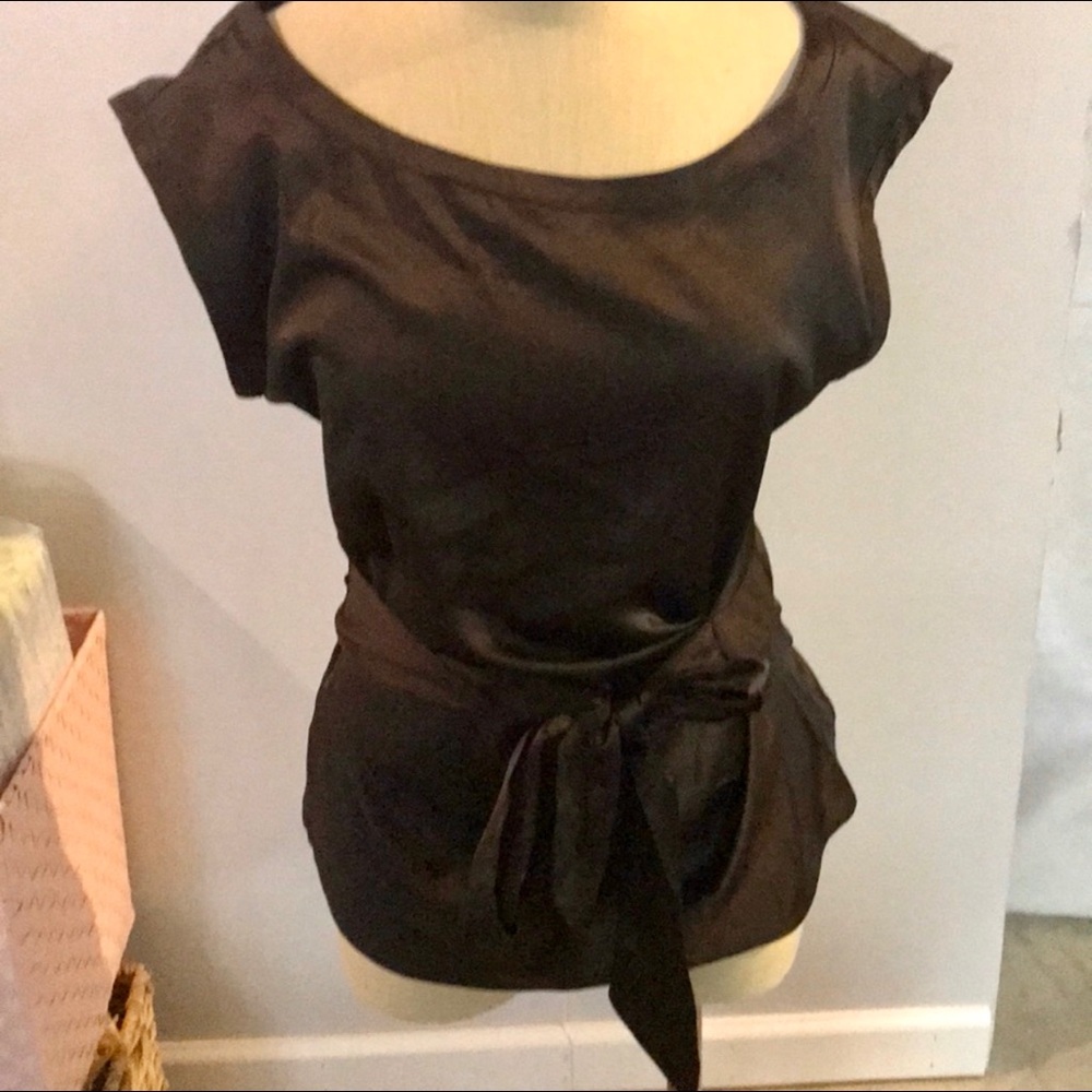 Brown Satin Top With Tie |Size M|